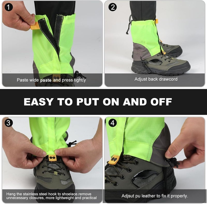 Uponauot Waterproof Gators for Hiking Boots and Shoes Lightweight Adjustable Leg Gaiters for Men Women Gaiters for Hiking Snowshoeing - Image 3